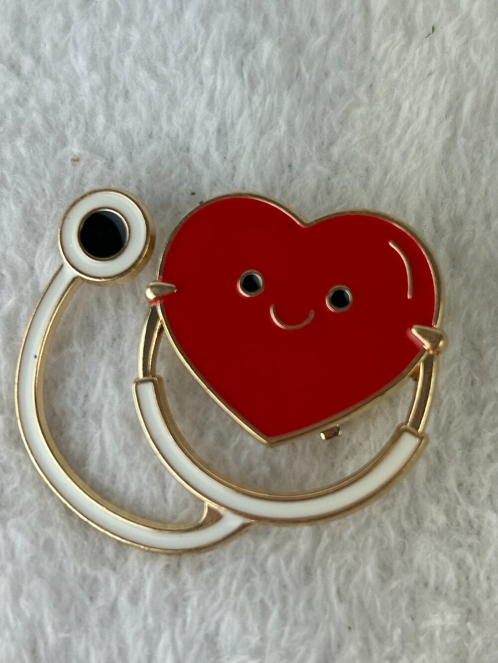 Medical Nurse Doctor Stethoscope With Heart Inspired Pin Vaccine Hospital Front
